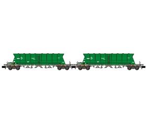 ARNOLD HN6670 Renfe Mercancías, Pack 2 Unidades Vagones Tolva 4 Ejes Faoos, Verde, Vagones de Mercancías EpV-Vi