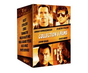 Arnold Schwarzenegger / Sylvester Stallone / Steven Seagal / Chuck Norris - Collection 8 films : Rocky + Cobra + Terminator + L'Effaceur + Delta Force ... mer + Piège à grande vitesse [Francia] [DVD]
