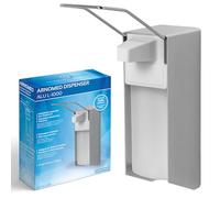 ARNOMED 1 dispensador jabon baño pared de aluminio para 1000 ml, dispensador jabon pared de palanca larga, dispensador de jabon pared, desinfectante manos dispensador