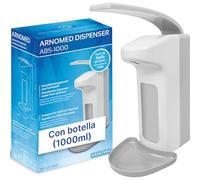 ARNOMED 1 dispensador jabon baño pared de plástico para 1000ml, dispensador jabon pared de palanca, dispensador de jabon pared blanco, dispensador vertical de jabón sin taladrar