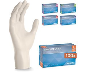 ARNOMED 100x Guantes de látex desechables talla L Blanco, Protección para manos una vez quirúrgicos y de laboratorio, Luvas nitrilo descartaveis, Manoplas en XS, S, M, L, XL