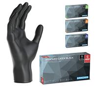 ARNOMED 100x Guantes de látex desechables talla S Negro, Protección para manos una vez quirúrgicos y de laboratorio, Luvas nitrilo descartaveis, Manoplas en XS, S, M, L, XL