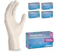 ARNOMED 100x Guantes de látex desechables talla XS Blanco, Protección para manos una vez quirúrgicos y de laboratorio, Luvas nitrilo descartaveis, Manoplas en XS, S, M, L, XL