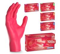 ARNOMED 100x Guantes nitrilo talla S Rojo, Guantes desechables quirurgicos y laboratorio, Luvas nitrilo descartaveis sin polvo y látex, Manoplas nitrilo en XS, S, M, L, XL, XXL