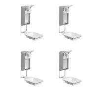 ARNOMED 4 dispensador de desinfectante con bandeja goteo, dispensador de jabón de aluminio para 500ml, dispensador de jabón para montaje en pared con palanca corta, eurodispensador de desinfectante