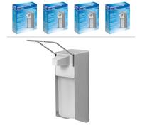 ARNOMED 4 dispensador jabon baño pared de aluminio para 1000 ml, dispensador jabon pared de palanca larga, dispensador de jabon pared, desinfectante manos dispensador