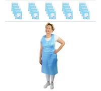 ARNOMED delantal de plastico PE 1000 uds, delantal impermeable, delantal desechable plastico de 18µ de grosor, pack de delantales desechables de 75x125cm, azul, resistente al aceite