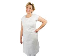 ARNOMED delantal de plastico PE 50 uds, delantal impermeable, bata desechable plastico de 18µ de grosor, pack de batas desechables de 75x125cm, blanco, resistente al aceite