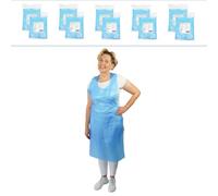 ARNOMED delantal de plastico PE 500 uds, delantal impermeable, delantal desechable plastico de 18µ de grosor, pack de delantales desechables de 75x140cm, azul, resistente al aceite