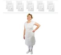 ARNOMED delantal de plastico PE 500 uds, delantal impermeable, delantal desechable plastico de 18µ de grosor, pack de delantales desechables de 75x140cm, blanco, resistente al aceite