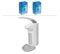 ARNOMED Dispensador de Jabón de Pared de Plástico Para 500ml, Blanco, Vertical, Con Palanca, Sin Taladrar