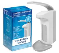 ARNOMED Dispensador de Jabón de Pared de Plástico Para 500ml, Blanco, Vertical, Con Palanca, Sin Taladrar