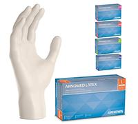 ARNOMED Guantes de latex talla L, blancos, 100 unidades/caja, guantes latex sin polvo, guantes desechables, guantes de latex XS, guantes latex talla S, M, L y XL, caja guantes latex desechables