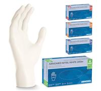 ARNOMED Guantes de nitrilo talla M blanco, 1000 unidades (5 cajas), guantes de nitrilo talla S, M, L, XL, guantes desechables, guante de nitrilo desechable sin polvo, guantes de goma sin látex