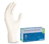 ARNOMED Guantes de nitrilo talla M blancos, 200 uds/caja, guantes de nitrilo talla S, M, L, XL, guantes desechables, guante de nitrilo desechable sin polvo, guantes de goma sin látex