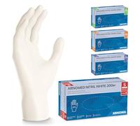 ARNOMED Guantes de nitrilo talla S blanco, 400 unidades (2 cajas), guantes de nitrilo talla S, M, L, XL, guantes desechables, guante de nitrilo desechable sin polvo, guantes de goma sin látex