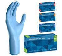 ARNOMED guantes nitrilo desechables azul extralargos, guantes de nitrilo 30 cm de largo, guantes nitrilo talla M extragruesos, 100 uds/caja, guantes nitrilo talla S, M, L & XL