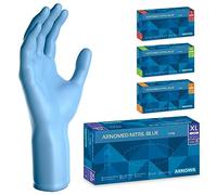 ARNOMED guantes nitrilo desechables azul extralargos, guantes de nitrilo 30 cm de largo, guantes nitrilo talla XL extragruesos, 100 uds/caja, guantes nitrilo talla S, M, L & XL