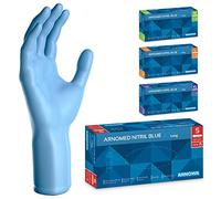 ARNOMED guantes nitrilo desechables azul extralargos, guantes de nitrilo 30 cm de largo, guantes nitrilo talla S extragruesos, 100 uds/caja, guantes nitrilo talla S, M, L & XL