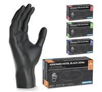 ARNOMED Guantes nitrilo L, 200 uds/caja, guantes nitrilo talla S, M, L o XL, guantes nitrilo negro, guantes de nitrilo sin polvo y látex, guantes negros nitrilo, guante nitrilo, guantes nitrilo negros