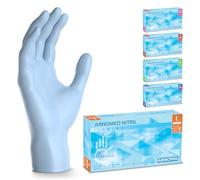 ARNOMED® Guantes nitrilo talla L Azul Claro [100 unidades] - Guantes desechables quirurgicos y laboratorio - Luvas nitrilo descartaveis sin polvo y látex - Manoplas nitrilo en XS, S, M, L, XL, XXL