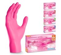 ARNOMED® Guantes nitrilo talla L Rosa [100 unidades] - Guantes desechables quirurgicos y laboratorio - Luvas nitrilo descartaveis sin polvo y látex - Manoplas nitrilo en XS, S, M, L, XL, XXL