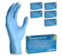 ARNOMED® Guantes nitrilo talla M Azul [100 unidades] - Guantes desechables quirurgicos y laboratorio - Luvas nitrilo descartaveis sin polvo y látex - Manoplas nitrilo en XS, S, M, L, XL, XXL