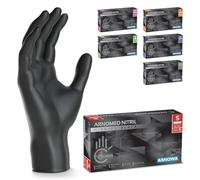ARNOMED Guantes nitrilo negro talla S, guantes de nitrilo, caja guantes nitrilo 100 unidades, guantes negros nitrilo sin polvo y látex, desechables, guantes nitrilo mecanico en XS, S, M, L, XL, XXL