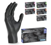 ARNOMED Guantes nitrilo negro talla XL, guantes de nitrilo, caja guantes nitrilo 100 unidades, guantes negros nitrilo sin polvo y látex, desechables, guantes nitrilo mecanico en XS, S, M, L, XL, XXL