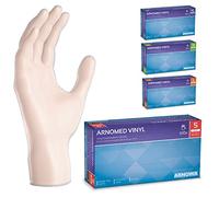 ARNOMED Guantes vinilo sin polvo talla S, 100 unidades/caja, guantes de vinilo sin polvo, guantes vinilo transparentes, guantes vinilo desechables, guantes desechables vinilo talla S, M, L y XL