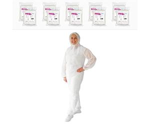 ARNOMED mono de trabajo desechable blanco PP para hombre y mujer, 10x mono integral talla XXXL (160x188 cm) con capucha, overol de pintor y mecánico sin látex