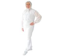 ARNOMED mono de trabajo desechable blanco PP para hombre y mujer, 1x mono integral talla L (130x171 cm) con capucha, overol de pintor y mecánico sin látex