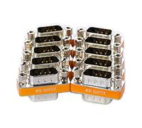 Arnorin Adaptador de módem nulo DB9 Macho a Macho de Transferencia de Datos Delgado, Adaptador de Puerto Serie, Paquete de 10