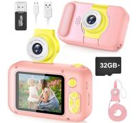 ARNSSIEN Camara Fotos Infantil con Gran Pantalla IPS 2,4" y Lente Giratoria 180°, Camara de Fotos para Niños de 3 a 12 Años, Tarjeta de 32 GB Incluida, Regalo Ideal para Cumpleaños y Fiestas, X101