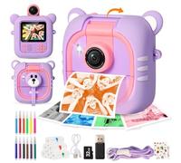 ARNSSIEN Camara Fotos Infantil Instantanea,7 Papeles (4C: Rojo/Naranja/Azul/Verde + 3 BN),2.4" Camara Fotos Infantil con 1080P & 180° Lente & 32GB, Regalo Navidad/Cumpleaños para Niños & Niñas, M2