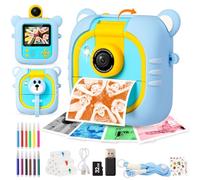 ARNSSIEN Camara Fotos Infantil Instantanea,7 Papeles (4C: Rojo/Naranja/Azul/Verde + 3 BN),2.4" Camara Fotos Infantil con 1080P & 180° Lente & 32GB, Regalo Navidad/Cumpleaños para Niños & Niñas, M2