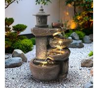Arnusa Fuente BK851 Cascada con iluminación Fuente de jardín Fuente Interior Fuente en Cascada Fuente de terraza decoración, marrón Gris