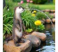 Arnusa Gárgola solar - Figura de estanque con bomba solar y fuente de agua - Decoración de jardín de poliresina en aspecto de cobre - Fuente solar para estanque de jardín y curso de agua (nutria 17 x