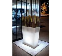 Arnusa Macetero LED Grande Iluminado RGB con Mando a Distancia PL403S macetero Alto Rectangular macetero Moderno 70 x 59 x 31 cm Blanco