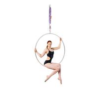 Aro aéreo de 95 cm con accesorios, anillo de aire para entrenamiento de cuerpo completo y acrobacias aéreas, acero inoxidable, plata y morado, adecuado para gimnasio, hogar, artes artísticas para