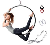 Aro aéreo Lyra, kit completo de aro aéreo - Juego de aro aéreo profesional de 85 cm/90 cm con accesorios de montaje, aros de un solo punto para aro aéreo de circo y equipo de yoga aéreo, negro-90