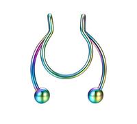 Aro aro anillos 1 unids nariz anillos aro 18 calibre no piercing acero inoxidable clip en tabique clicker nariz aro Piercings joyería para mujeres hombres anillo (Multicolor, One Size)