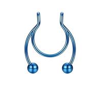 Aro de aro anillos 1 unids nariz anillos aro 18 calibre no Piercing acero inoxidable clip en tabique clicker nariz aro Piercings joyería para mujeres hombres anillo cadena (azul, un tamaño)