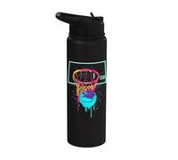 Aro de baloncesto - Aro de baloncesto retro colorido Slam Dunk Baloncesto Stainless Steel Insulated Water Bottle
