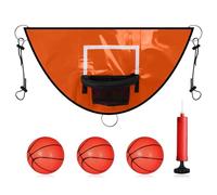 Aro De Baloncesto con Trampolín: Juego De Portería para Exteriores para Niños, Aro De Baloncesto De PVC Resistente Al Sol con Bomba Y 3 Bolas, Accesorio De Poste De Recinto Estable, Equipo De Juguete