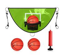 Aro De Baloncesto con Trampolín: Juego De Portería para Exteriores para Niños, Aro De Baloncesto De PVC Resistente Al Sol con Bomba Y 3 Bolas, Accesorio De Poste De Recinto Estable, Equipo De Juguete