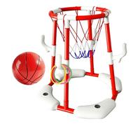 Aro de Baloncesto de la Piscina, aro de Baloncesto Flotante 2 en 1 ＆ Juguetes de Techo de Anillo, Juegos de flotación con 1 Bolas y 12 Anillos para niños para Adultos, Rojo.