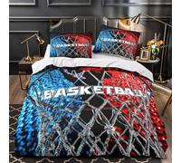 Aro de baloncesto Funda de Edredón incluye Fundas de Almohada Juego de 3 Piezas Microfibra de poliéster Diseño 3D Cremallera Oculta Lavables calle de neón Funda Edredon for Adultos Double（200x200cm）