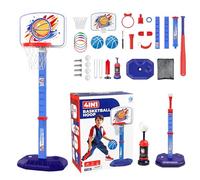 Aro de Baloncesto para niños, aro de Baloncesto para niños pequeños en Interiores - 4 en 1 T Ball Set y Swild Ring Game,Bola de béisbol Toy Cubierto al Aire Libre para 1-8 años, Hijo