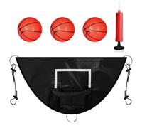 Aro de baloncesto para trampolín - Panel impermeable versátil de PVC, fijación exterior resistente, borde de seguridad resistente, incluye un globo con bomba, fácil instalación, eq